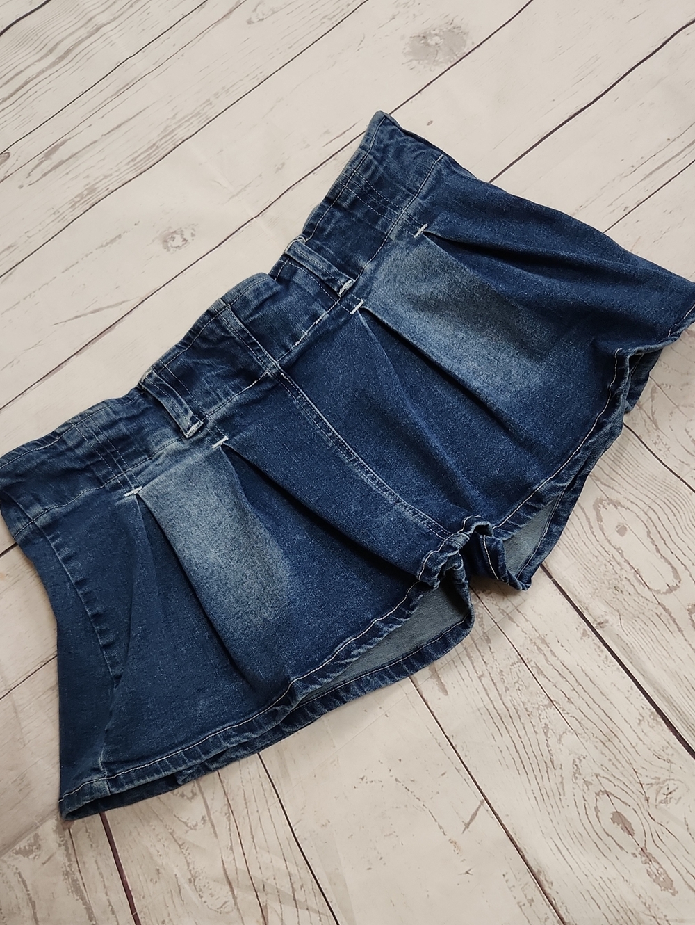 Almost Famous Dark Blue Denim Pleated Skort